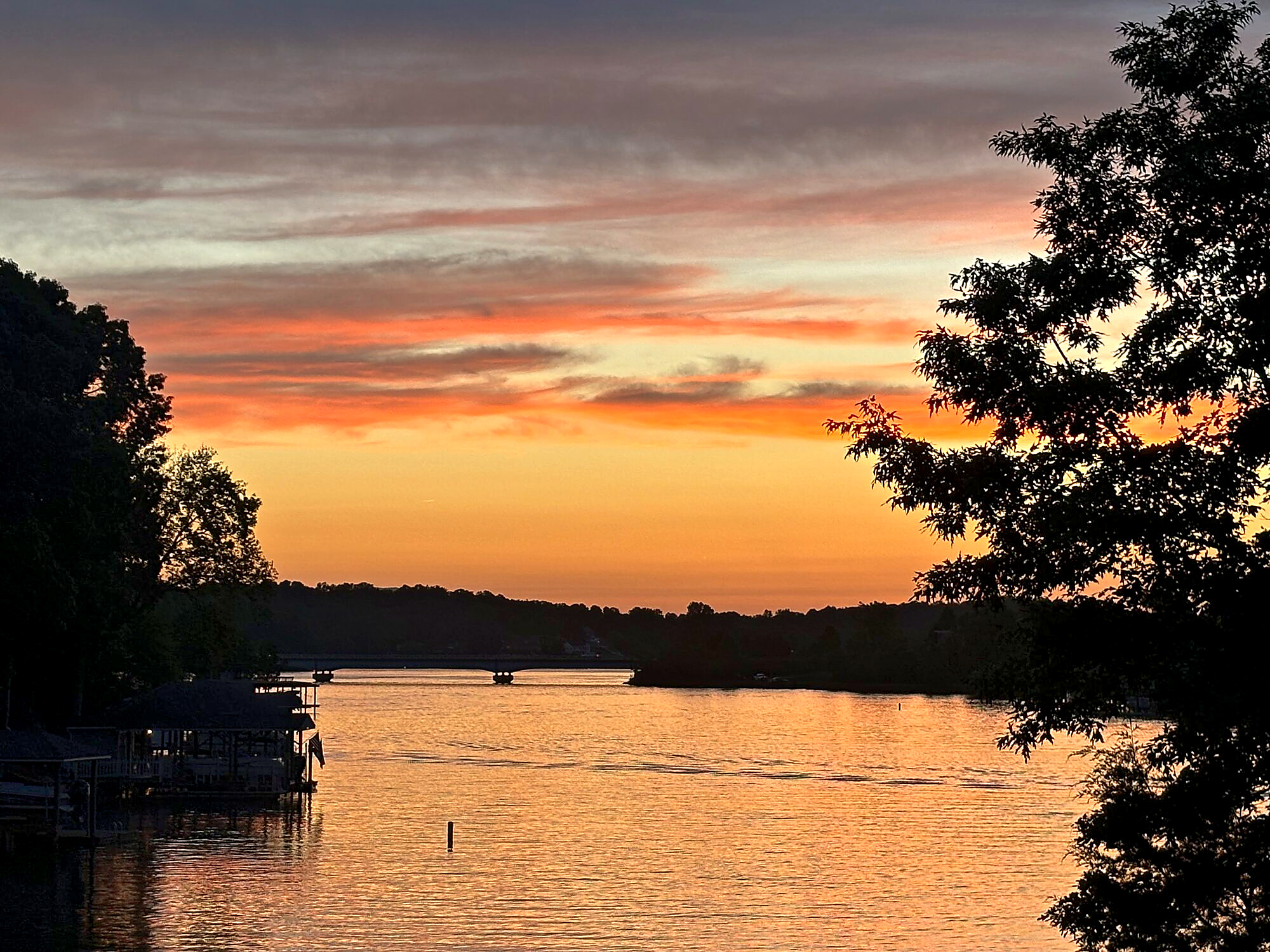 Sunset over Smith Mountain Lake from the property